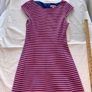 Lilly Pulitzer Women's Salmon Navy Briella Ottoman Stripe Dress Flattering sz. S